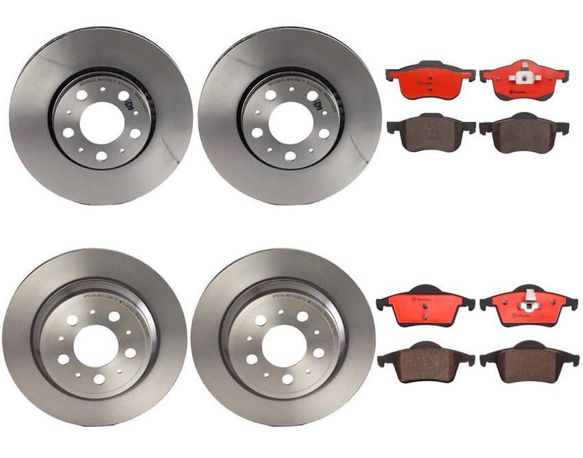 Volvo Brakes Kit - Pads & Rotors Front and Rear (286mm/288mm) (Ceramic) 31471830 - Brembo 1595337KIT